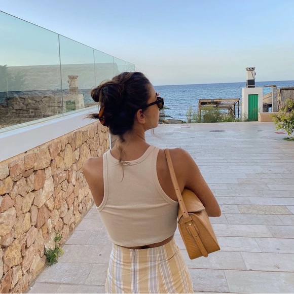 Zara Taupe Brown Stripe Draped Midi Skirt - Picture 8 of 16